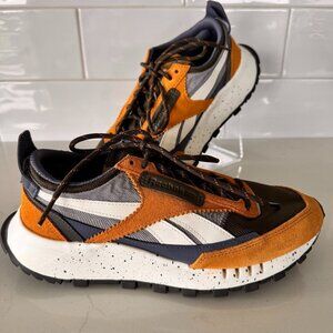 Reebok Classic Leather Legacy Splatter Paint Running Shoes in Rich Ochre Brown